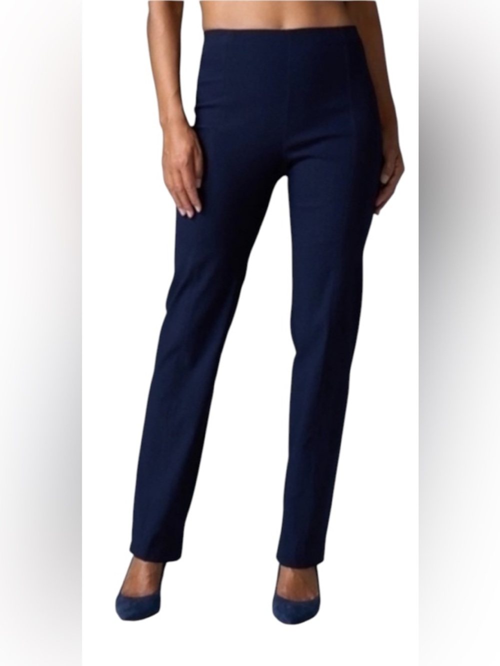 FRANNE GOLDE Magic Pant Size 16 Navy Blue Classic Lite Fit Ankle Pull On New
